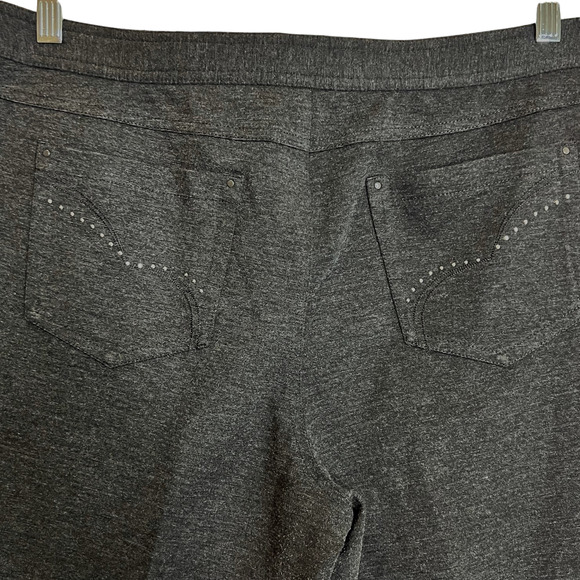 JM Collection Knit Pants Size 14 Gray Straight Leg Faux Pockets Heavyweight - Picture 4 of 6